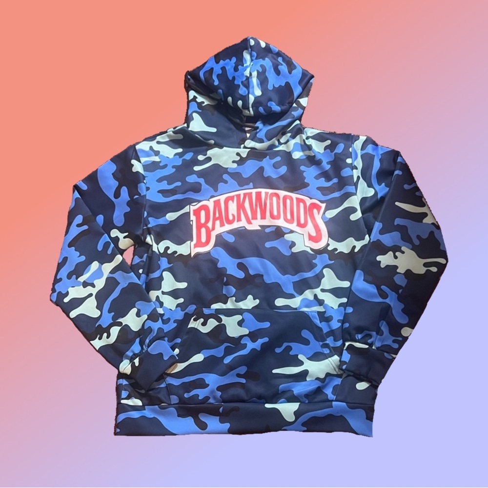 Backwoods - NWOT -Men’s Medium Pull-Over Hoodie -Blue Army/Camo